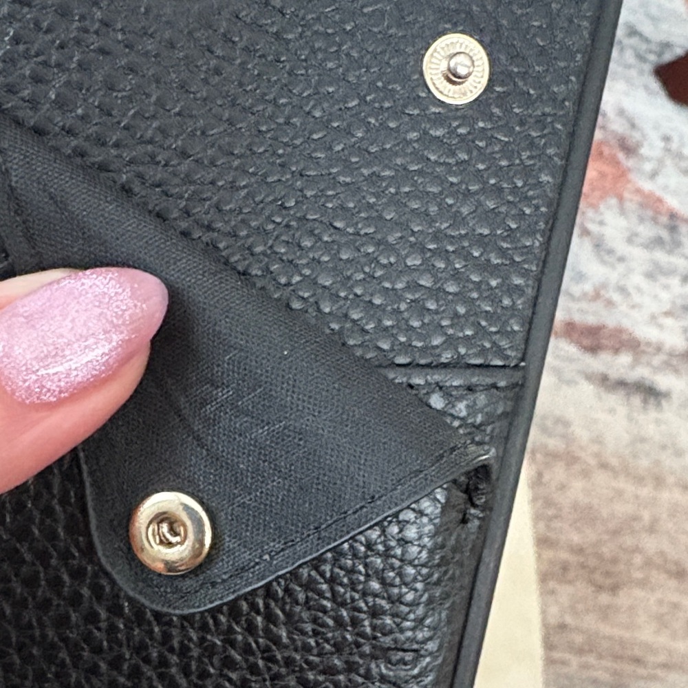 Bandolier Black Leather Phone Case with Gold Hardware - Picture 3 of 5